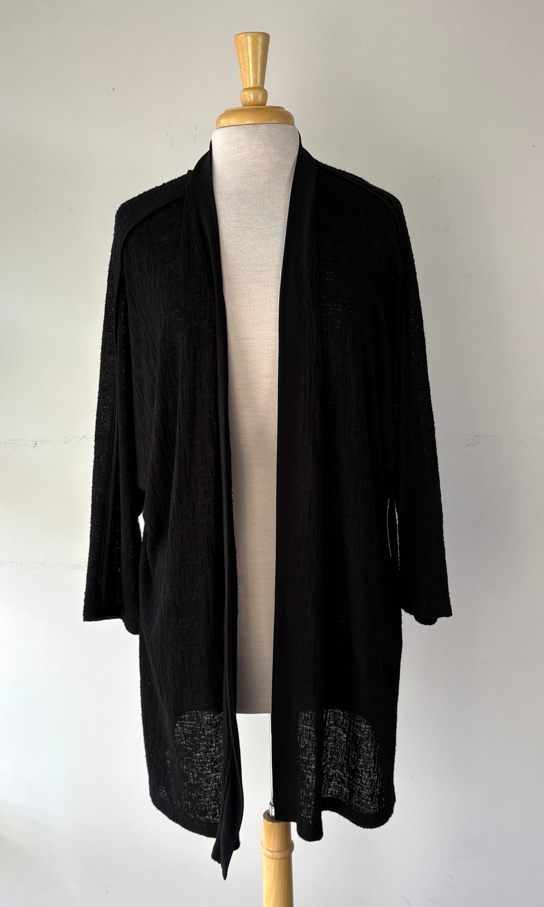 Veste longue noire tricot mince | ANSIM-37 (XL)