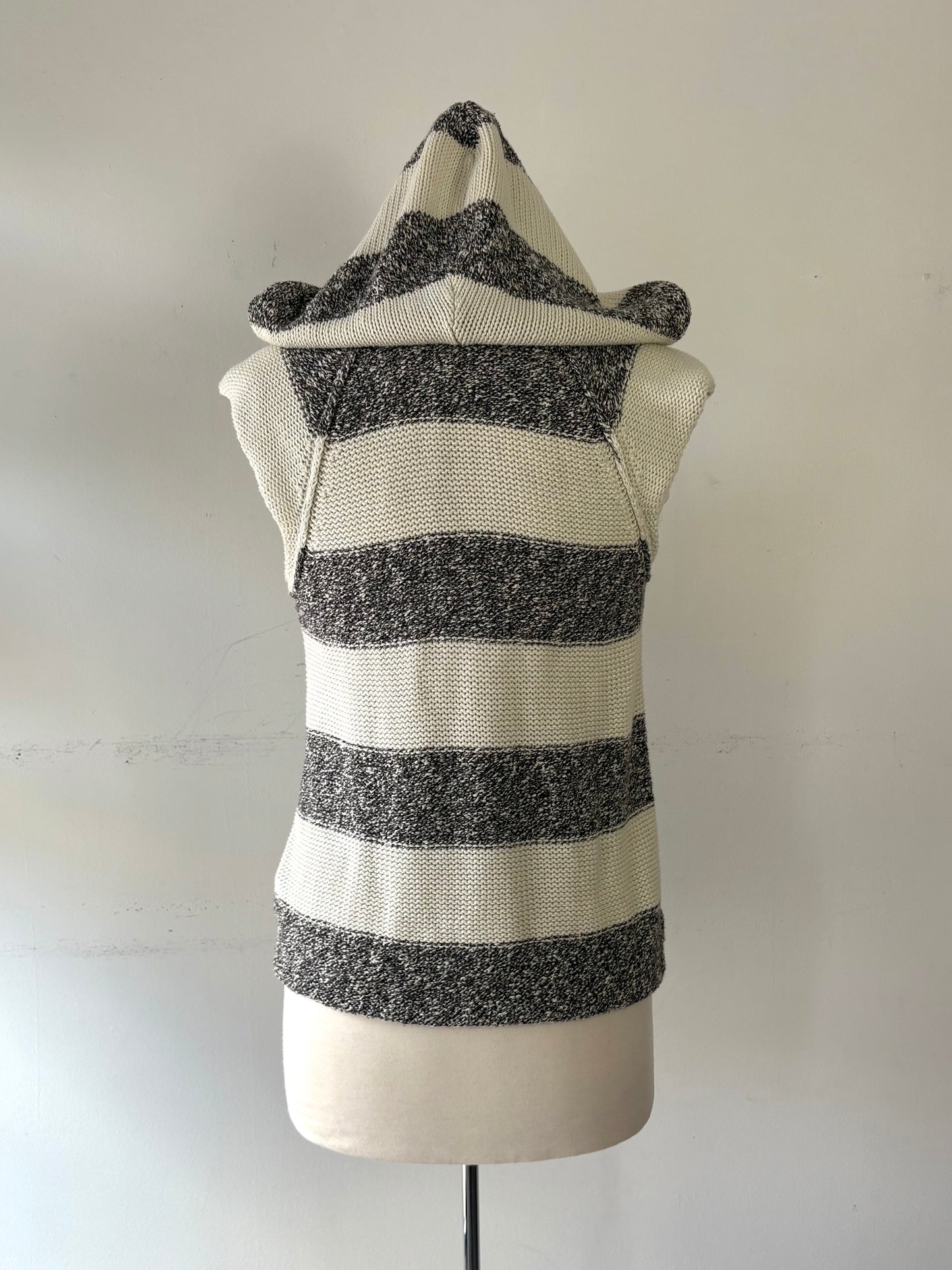 Veste tricot, fermeture éclair pas manche gris chiné et crème | GCAR-33 (L)