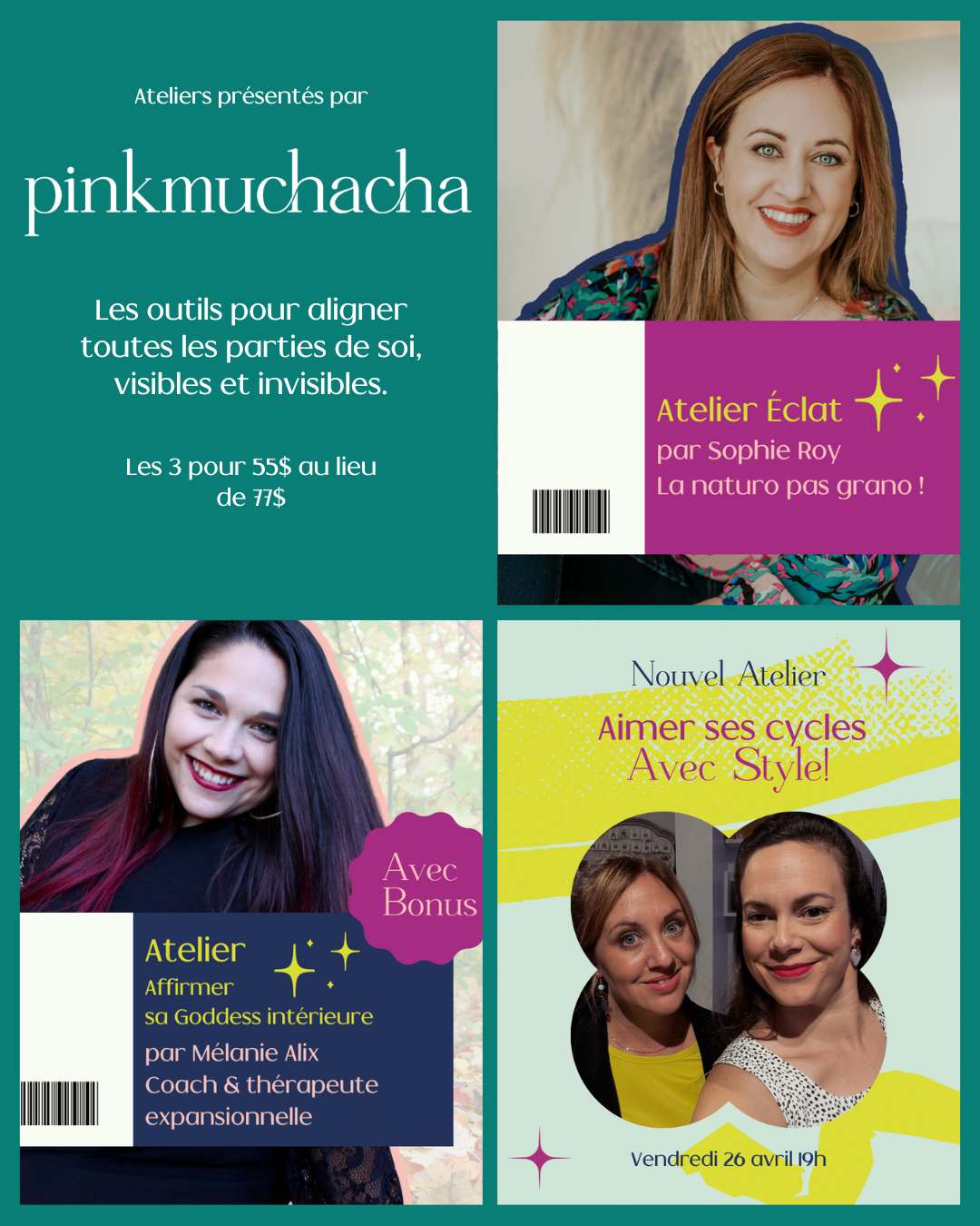 Trio d'ateliers bien-être féminin