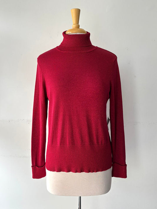 Chandail tricot lurex manche longue rouge | PINK-430 (M)