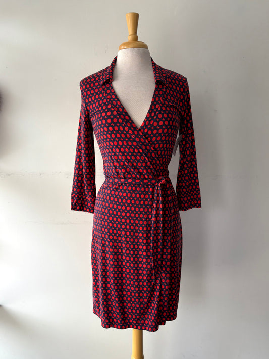Robe cache-coeur marine/pois rouge | GCAR-19 (XS)