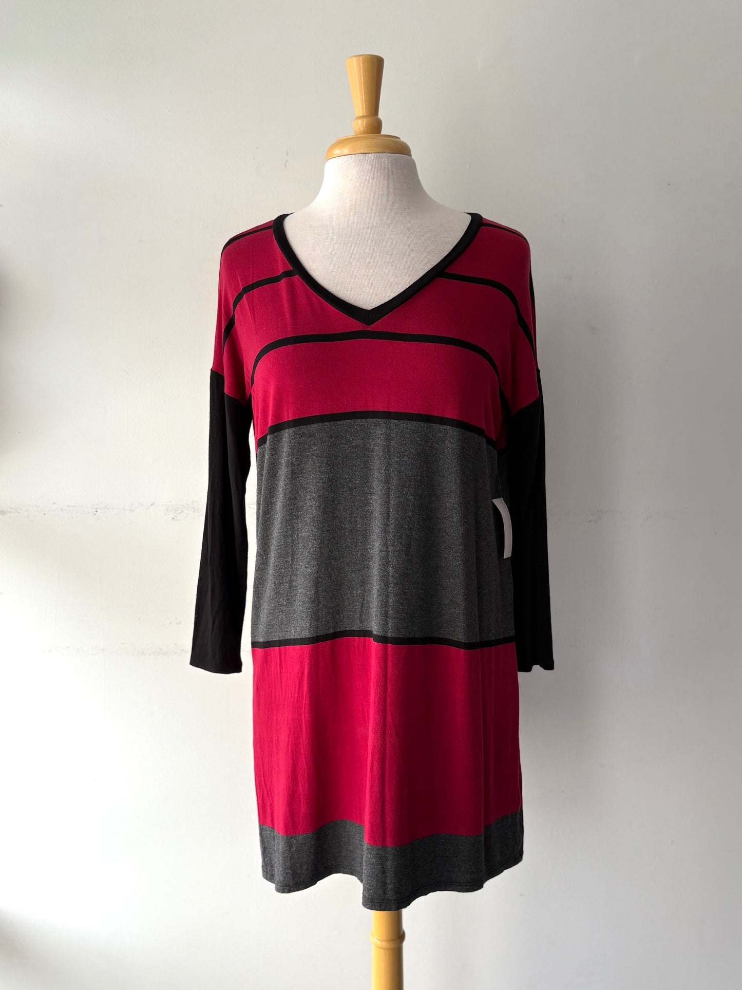 Tunique rayée rouge/grise manche longue | SGIR-07 (XS-S)