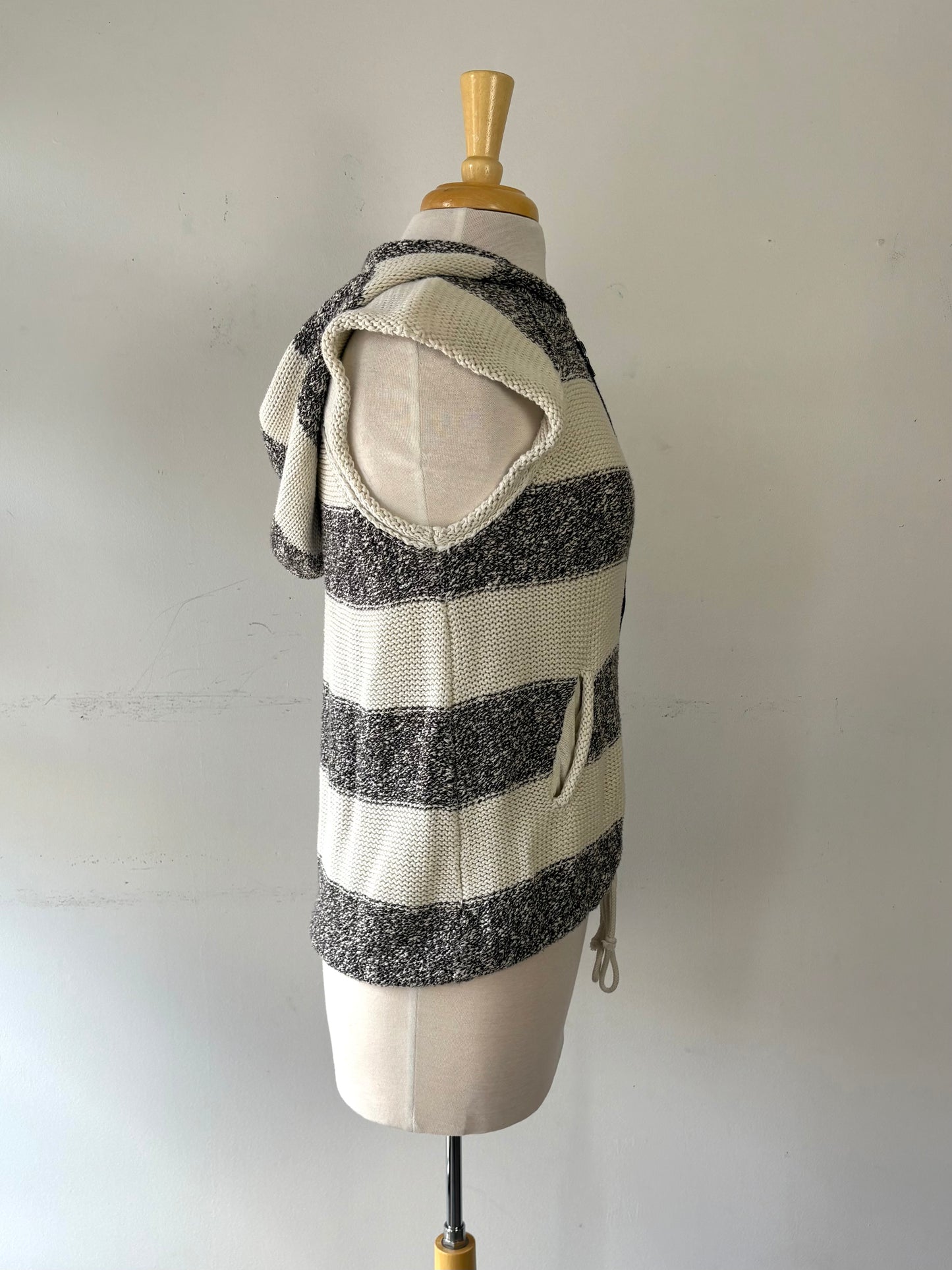 Veste tricot, fermeture éclair pas manche gris chiné et crème | GCAR-33 (L)