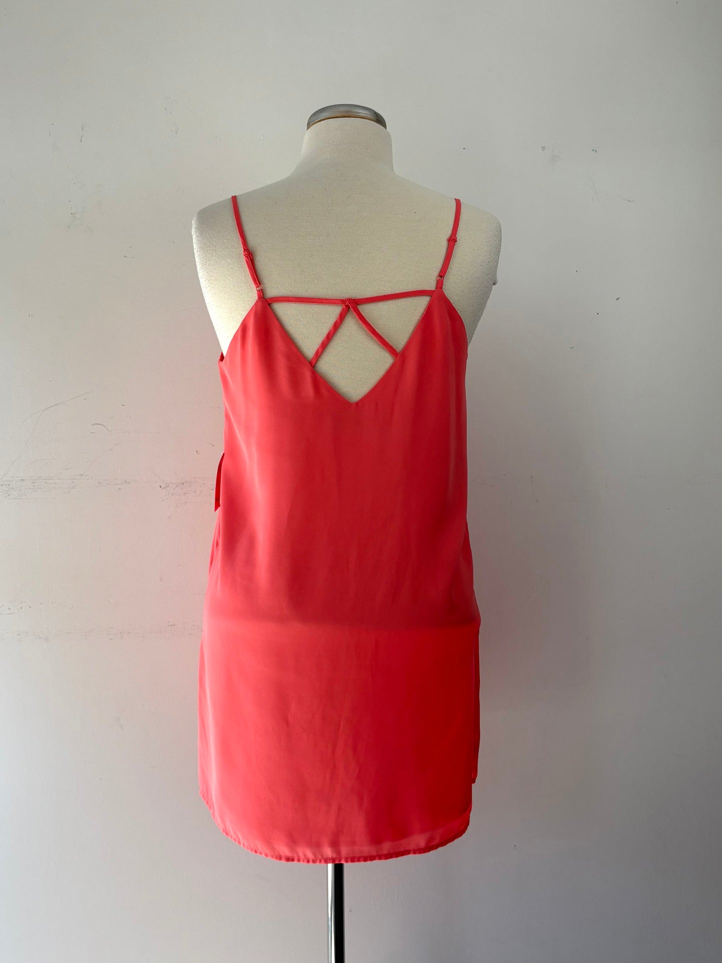 Camisole longue saumon, fine bretelle, encolure en V | MNDUH-85 (M)
