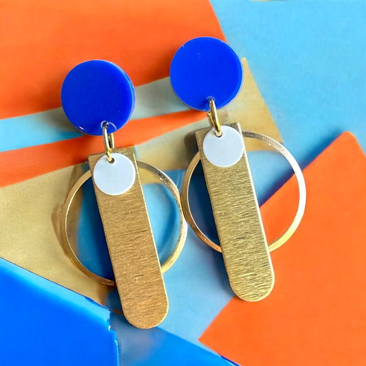 Boucle d'oreilles bleu et or| MF-430 | M Fantaisies
