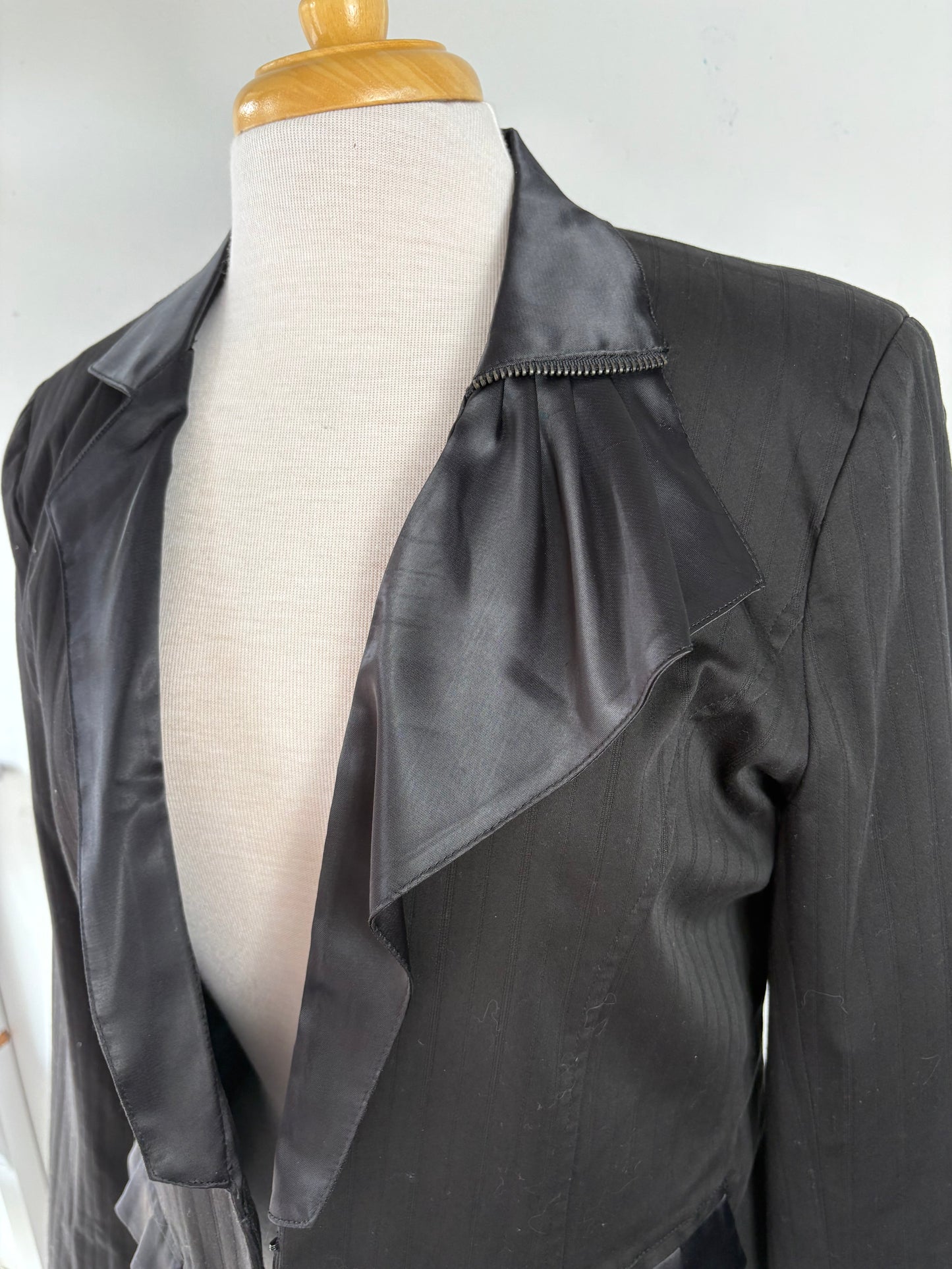 Veston noir revers satin | AMER-12 (XL fait L)