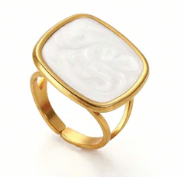 Bague carré or et blanche  |MF-542