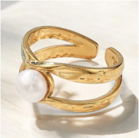 Bague or et perle  |MF-359-O