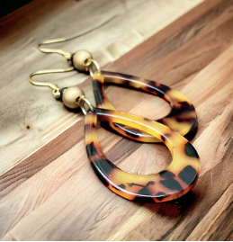 Boucle d'oreilles gouttes brunes et dorées | MF-1174