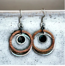 Boucle d'oreilles anneaux bois et inox | MF-415