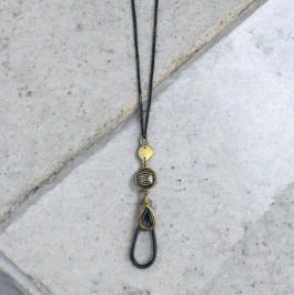 Collier long gouttes et rayures | MF-690