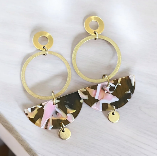 Boucle d'oreilles anneaux et acrylique  | MF-445