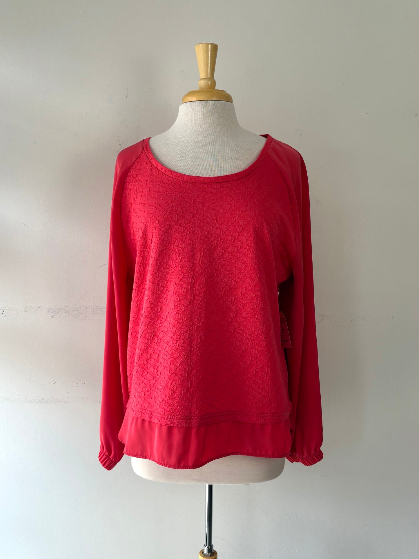 Chandail corail texturé, encolure en rond, manche longue | PINK-479 (XL)
