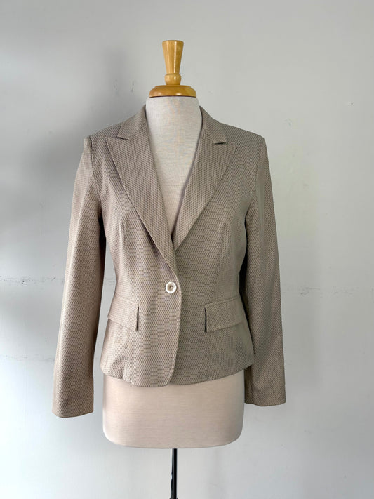 Veston un bouton, petit losange beige, ligne blanc | PINK-458 (10 ans)