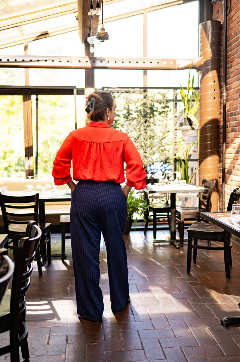 Chemisier manches longues et noué à la taille | Dahlia (XS fait grand)