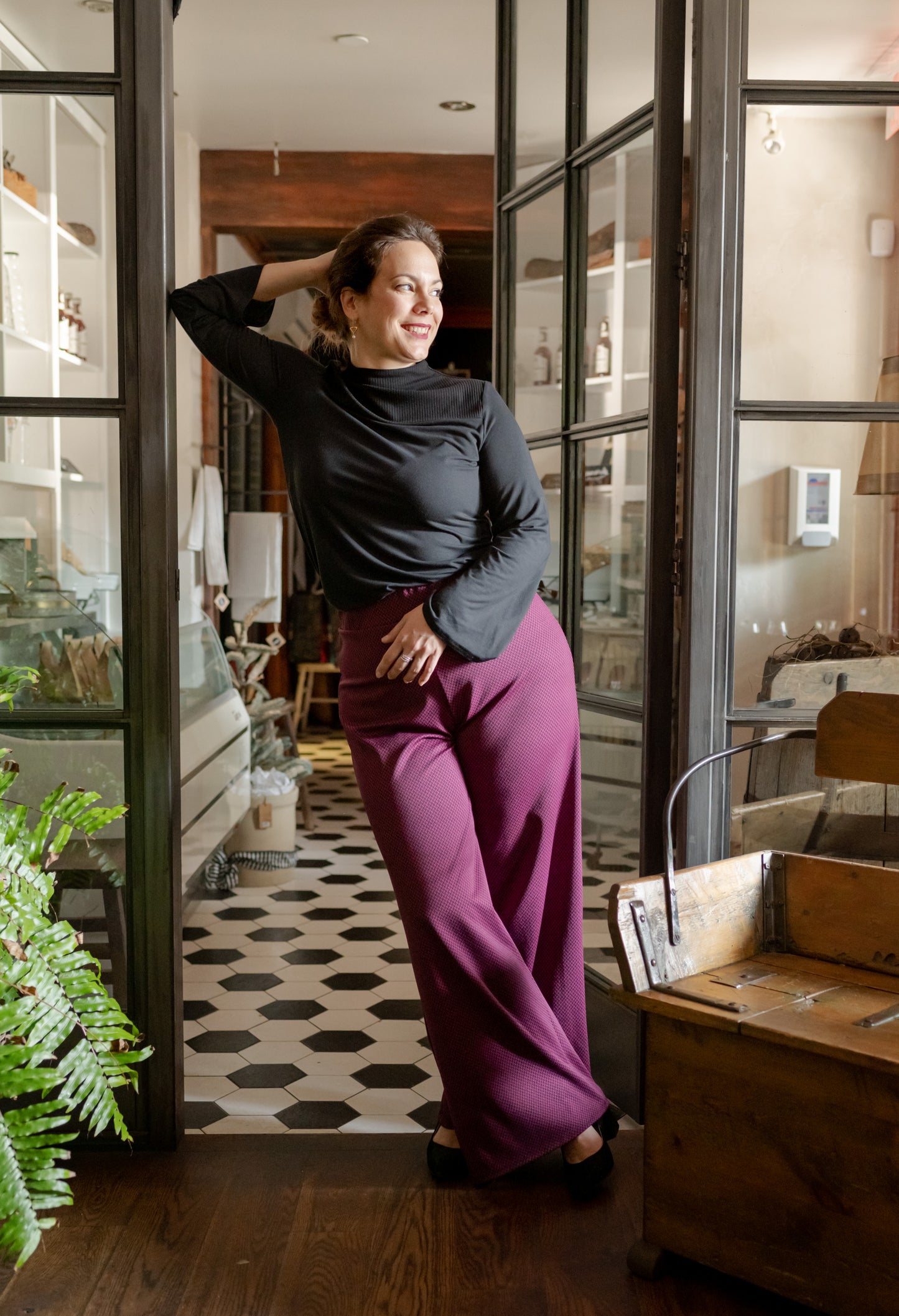 Pantalon jambe large extensible à chevrons | Erin (Pinkmuchacha)