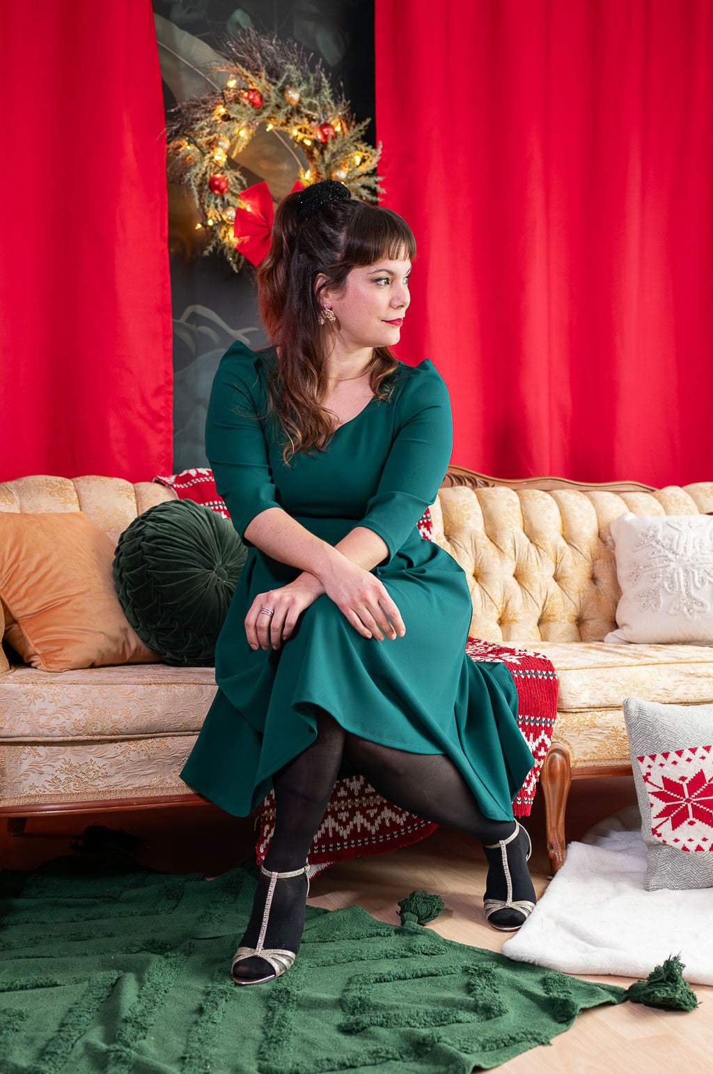 Robe manches 3/4 et plis creux au devant | Hortense (Pinkmuchacha)