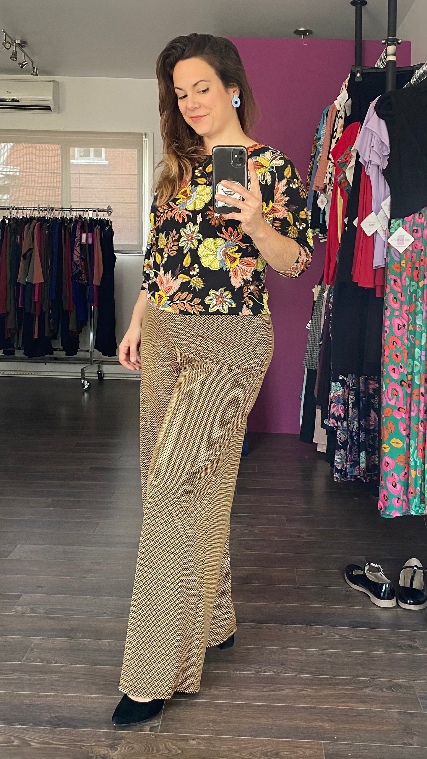 Pantalon jambe large extensible à chevrons | Erin (Pinkmuchacha)