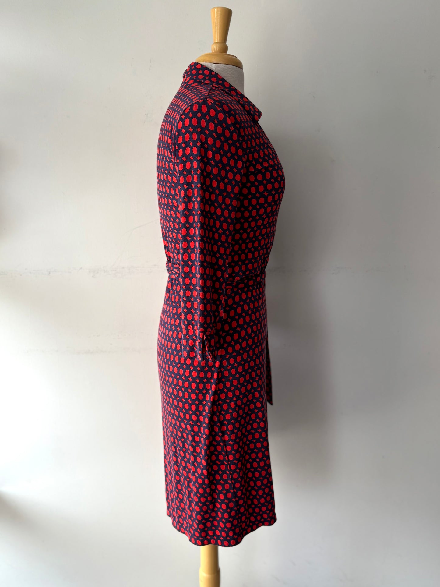 Robe cache-coeur marine/pois rouge | GCAR-19 (XS)