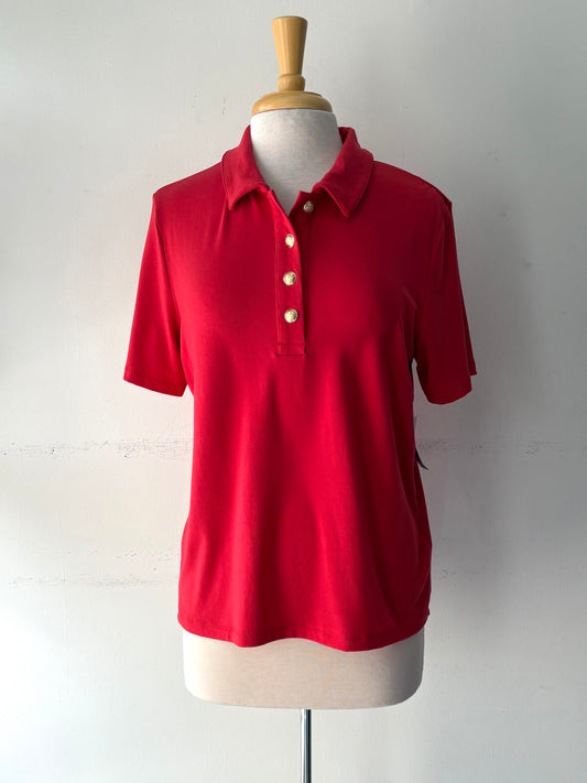 T-shirt rouge, bouton doré manche courte | ASIM-115 (XL)