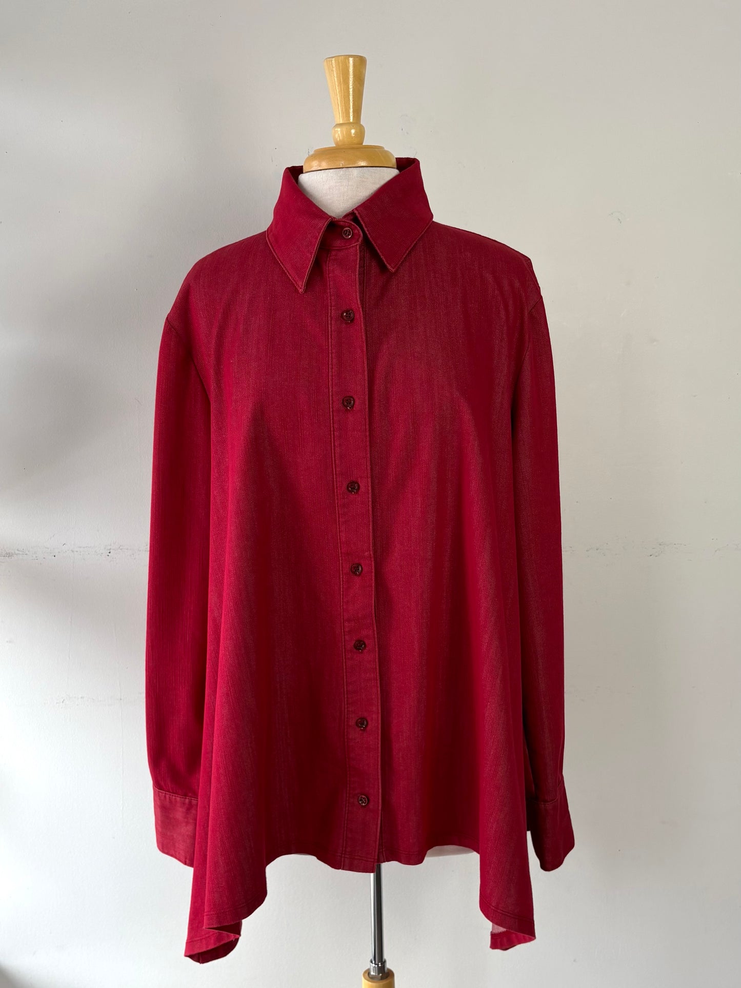 Chemisier long rouge, manche longue | PINK-495 (XL)