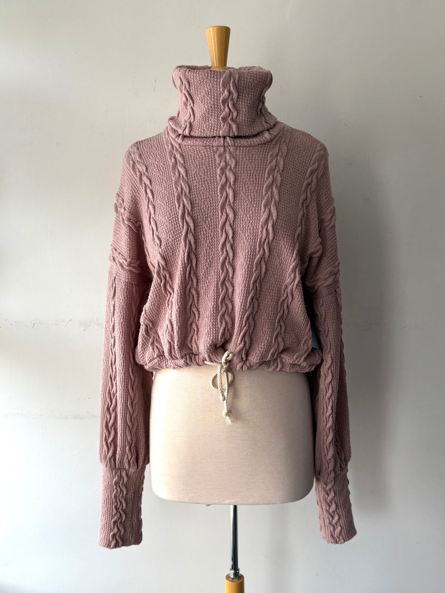 Chandail tricot rose manche longue | PINK-462 (M-L)