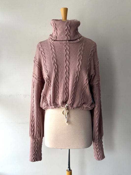 Chandail tricot rose manche longue | PINK-462 (M-L)