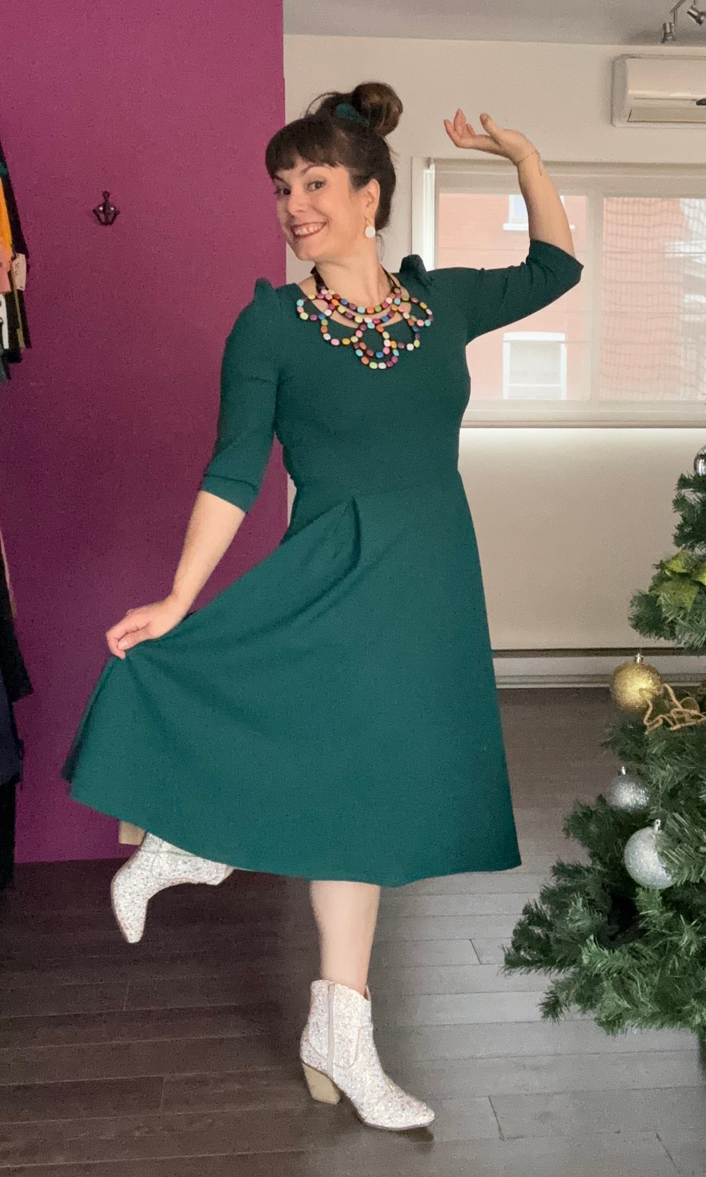 Robe manches 3/4 et plis creux au devant | Hortense (Pinkmuchacha)