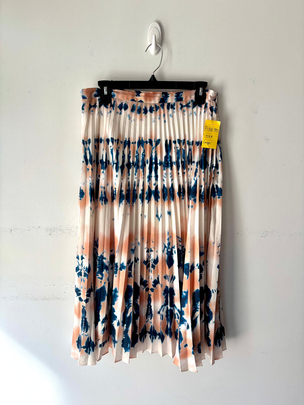 Jupe plissée marine/saumon/blanche | PINK-390 (L fait M)
