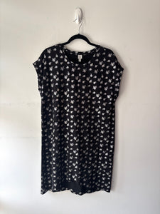 Robe noire/agrume argent, pas manche | PINK-373 (L)