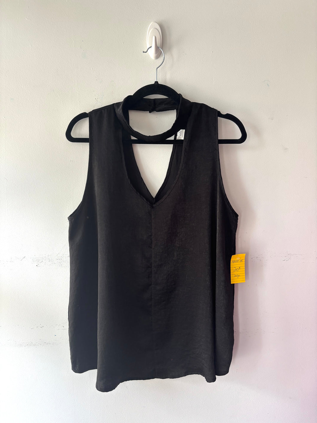 Camisole noire satinée| AASTP-05 (L fait XL)