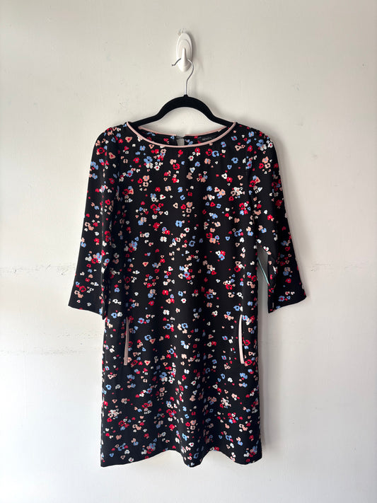 Robe noire fleurie manche 3/4 | APELL-04 (S)