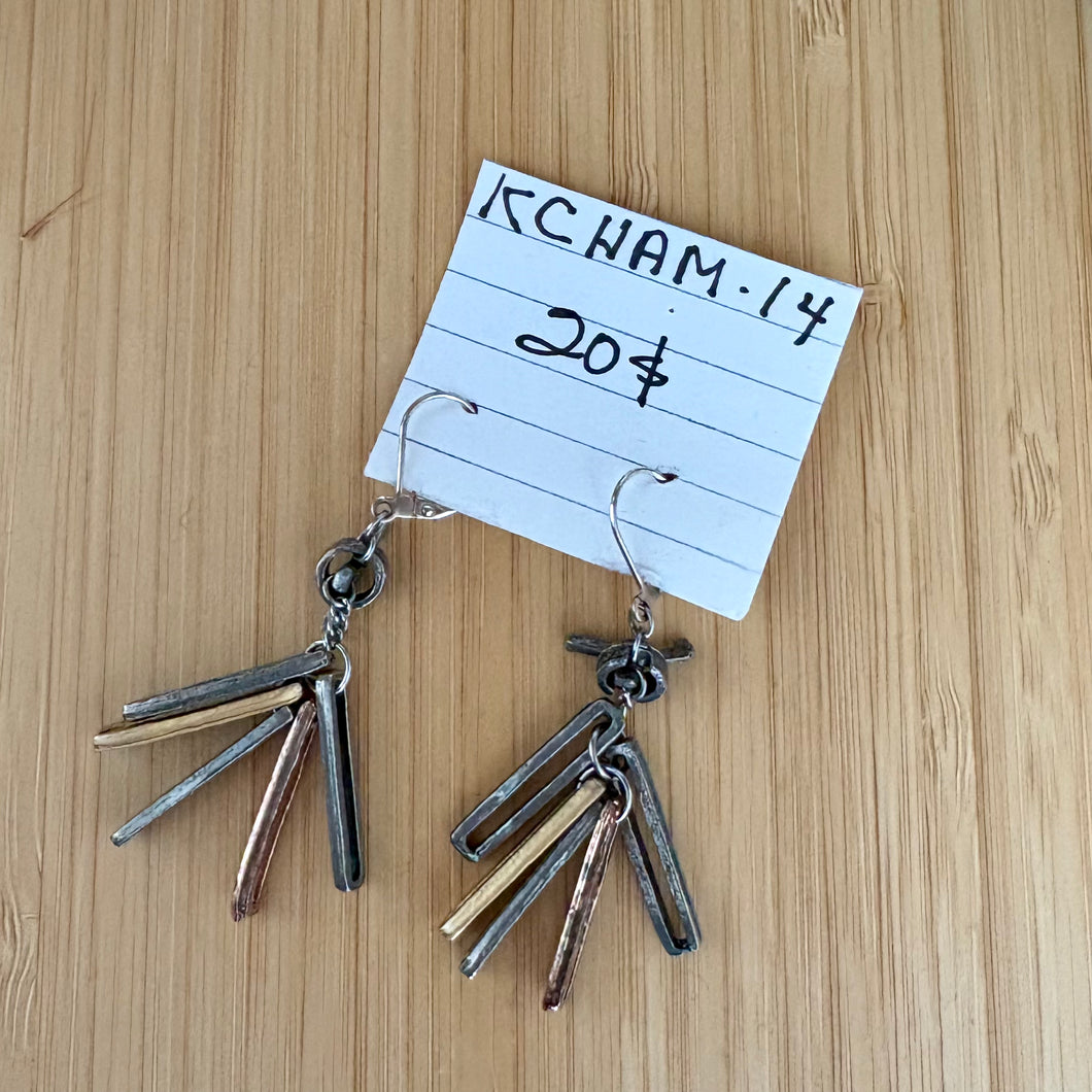 Boucle d'oreilles gris, doré, rosé | KCHAM-14