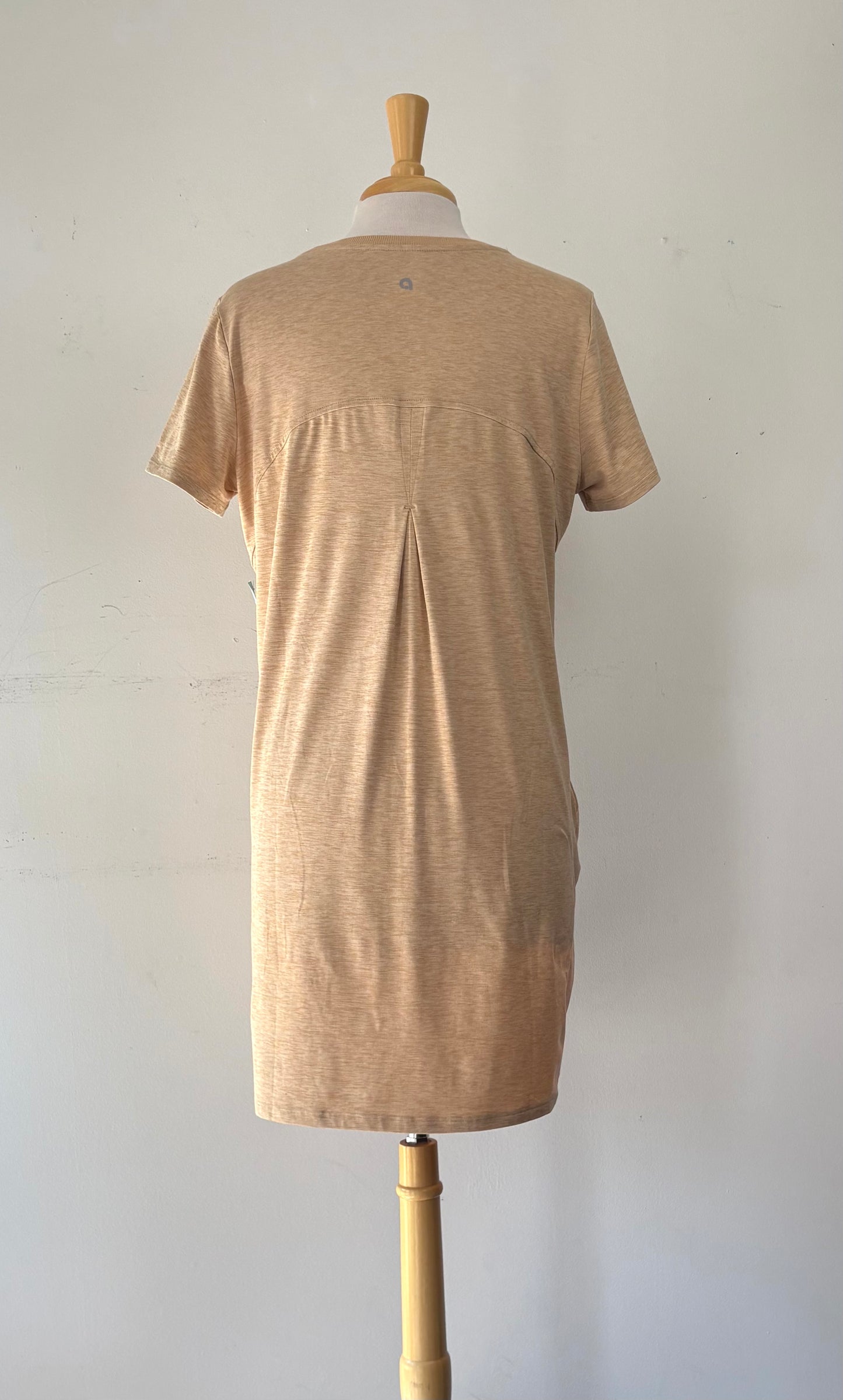 Robe T-shirt chiné caramel, encolure en rond, manche courte, poche | SRIV-32 (M)