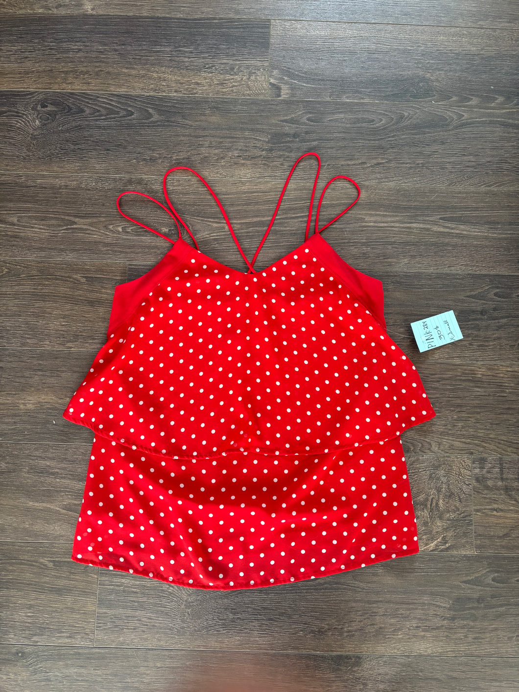 Camisole rouge à pois blancs| PINK-284 (XS)