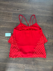 Camisole rouge à pois blancs| PINK-284 (XS)