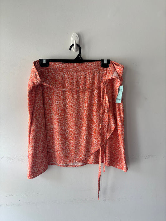 Jupe orange porte-feuille, imprimé petite fleur | PINK-331 (XXXL)