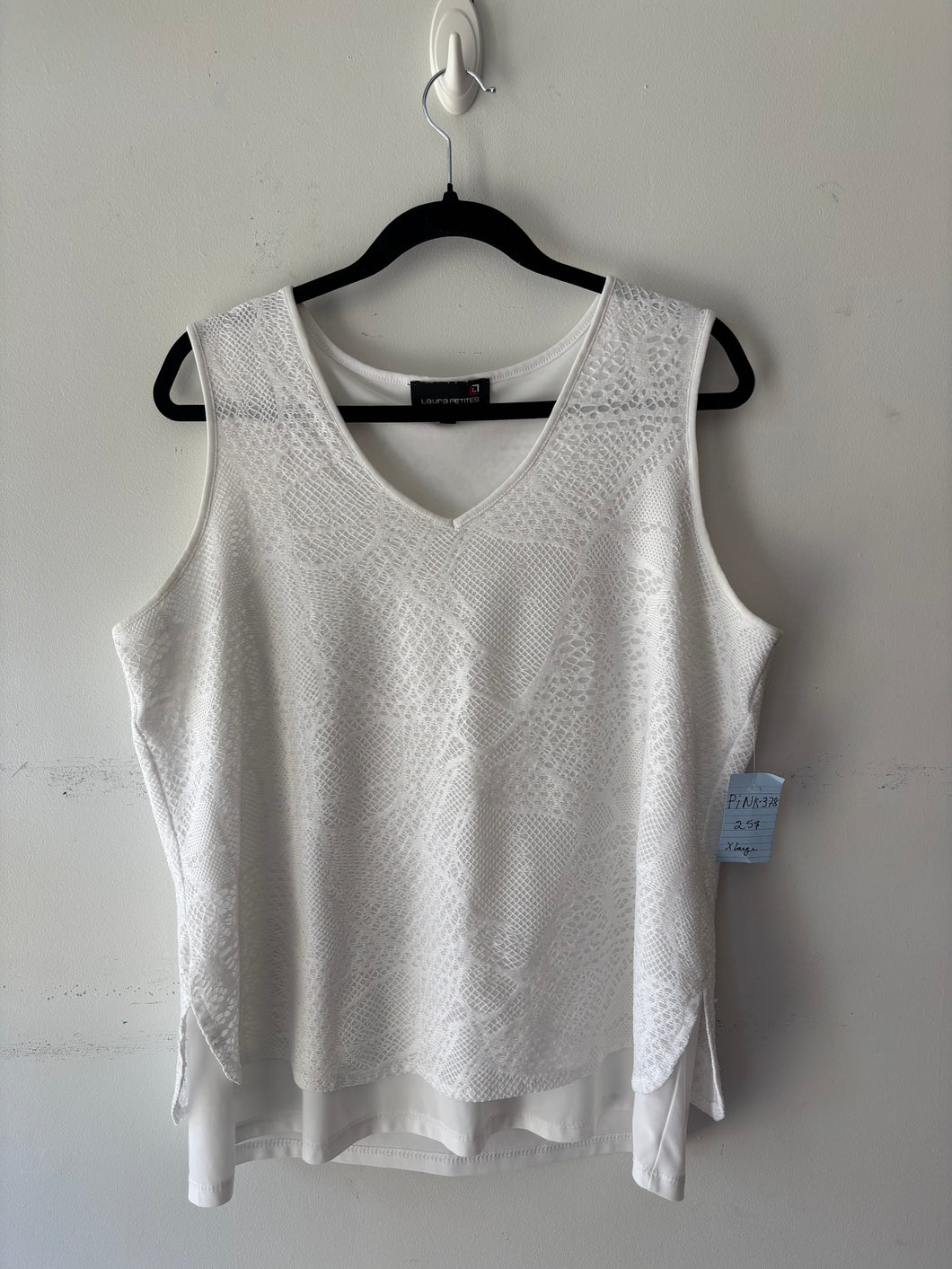 Haut sans manche, blanc dentelle | PINK-378 (XL)