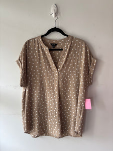 Blouse grège, pois blanc, pas manche | PINK-392 (XL)