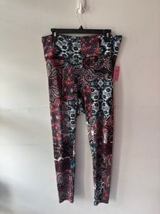 Legging motif bleu, bourgogne | VLAC-103 (XL généreux)