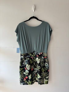 Robe Serena verte/noire fleurie | ABER-10 (XL)