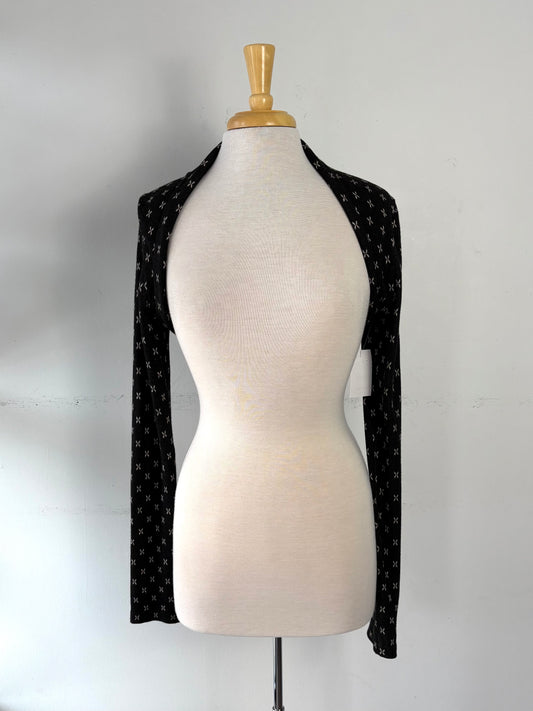 Boléro noir motif beige | EROY-24 (M)