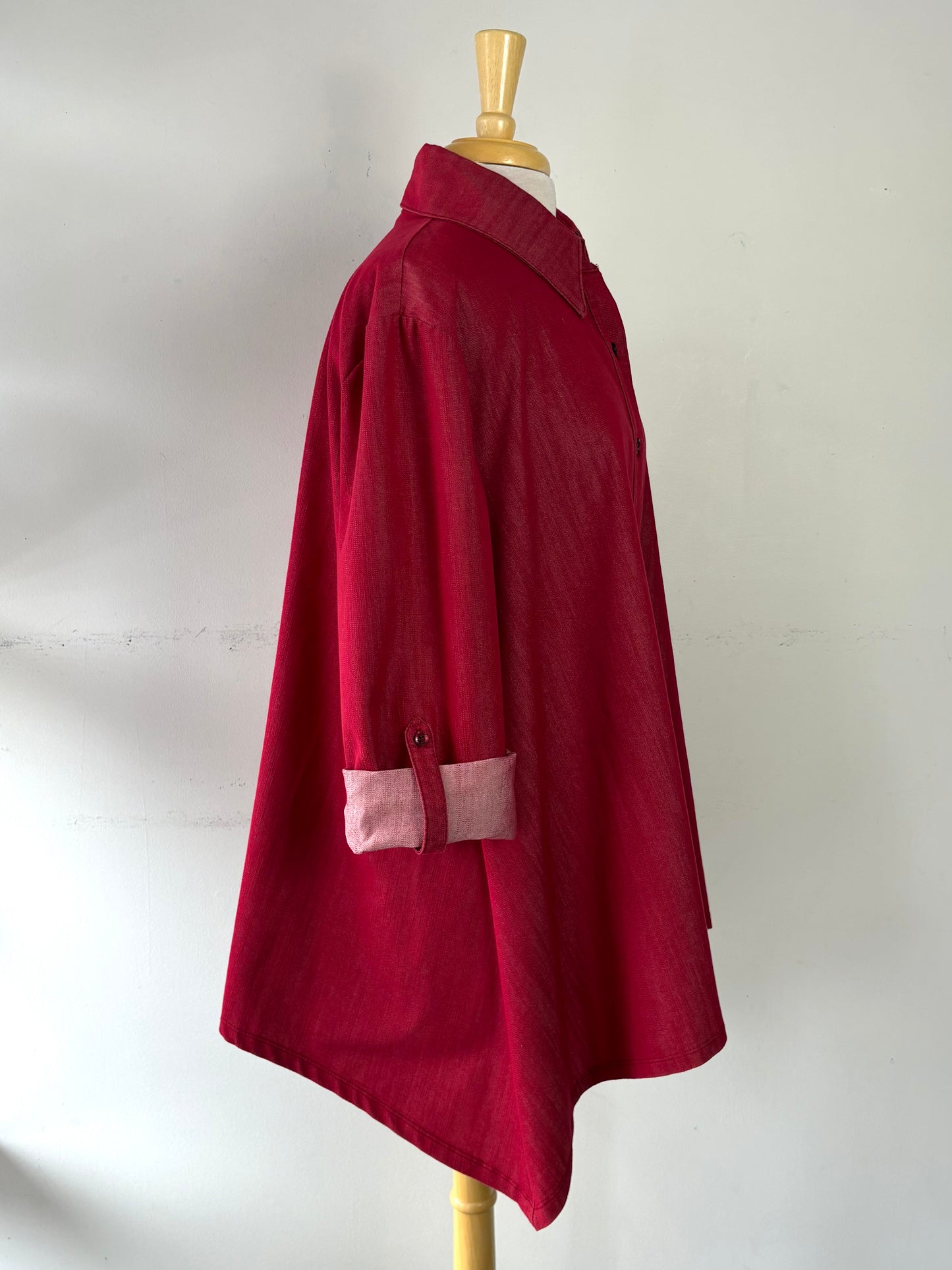 Chemisier long rouge, manche longue | PINK-495 (XL)