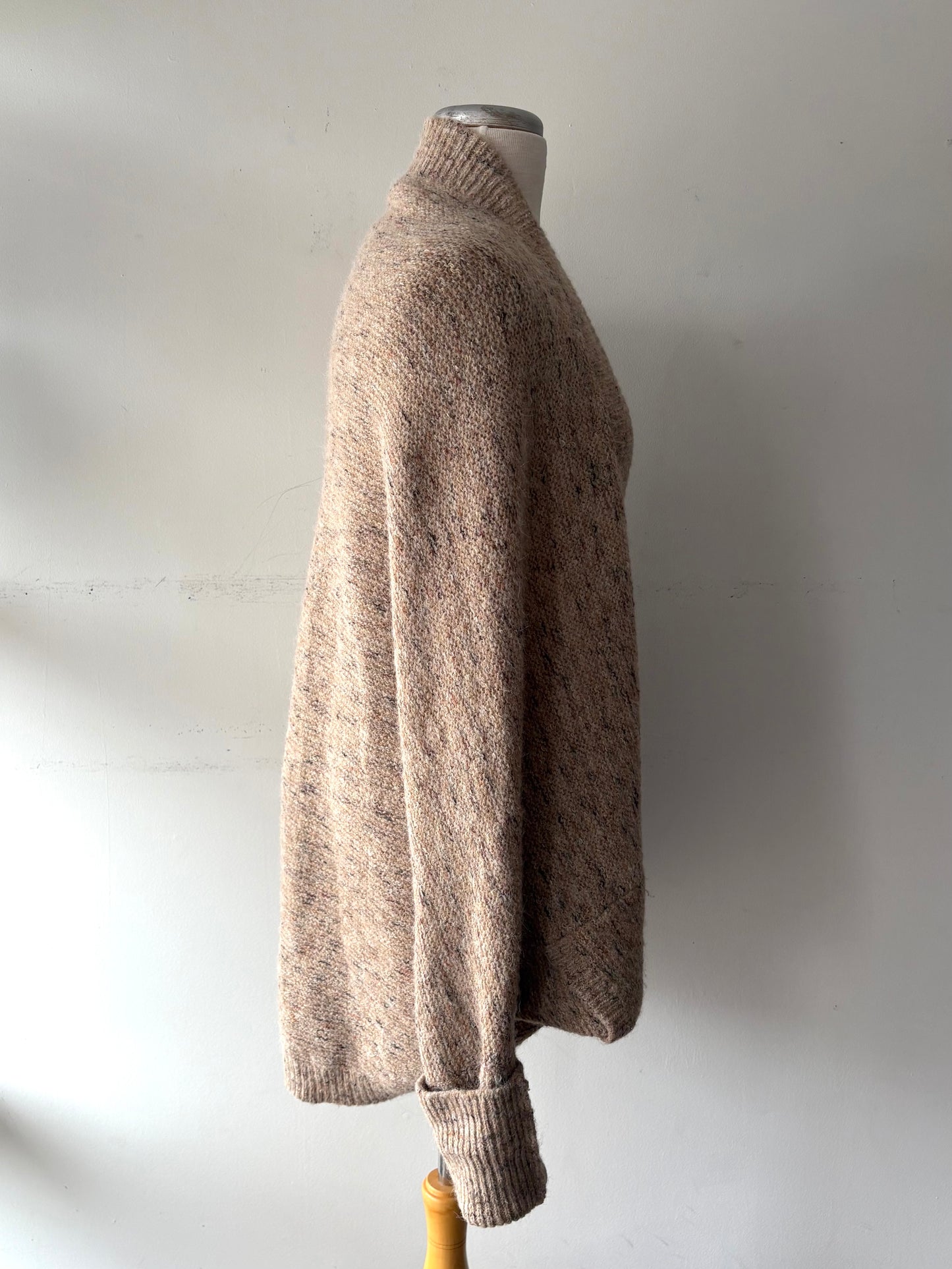 Veste longue ouverte beige sable , tricot, manche longue | LCLEB-56 (O/S)