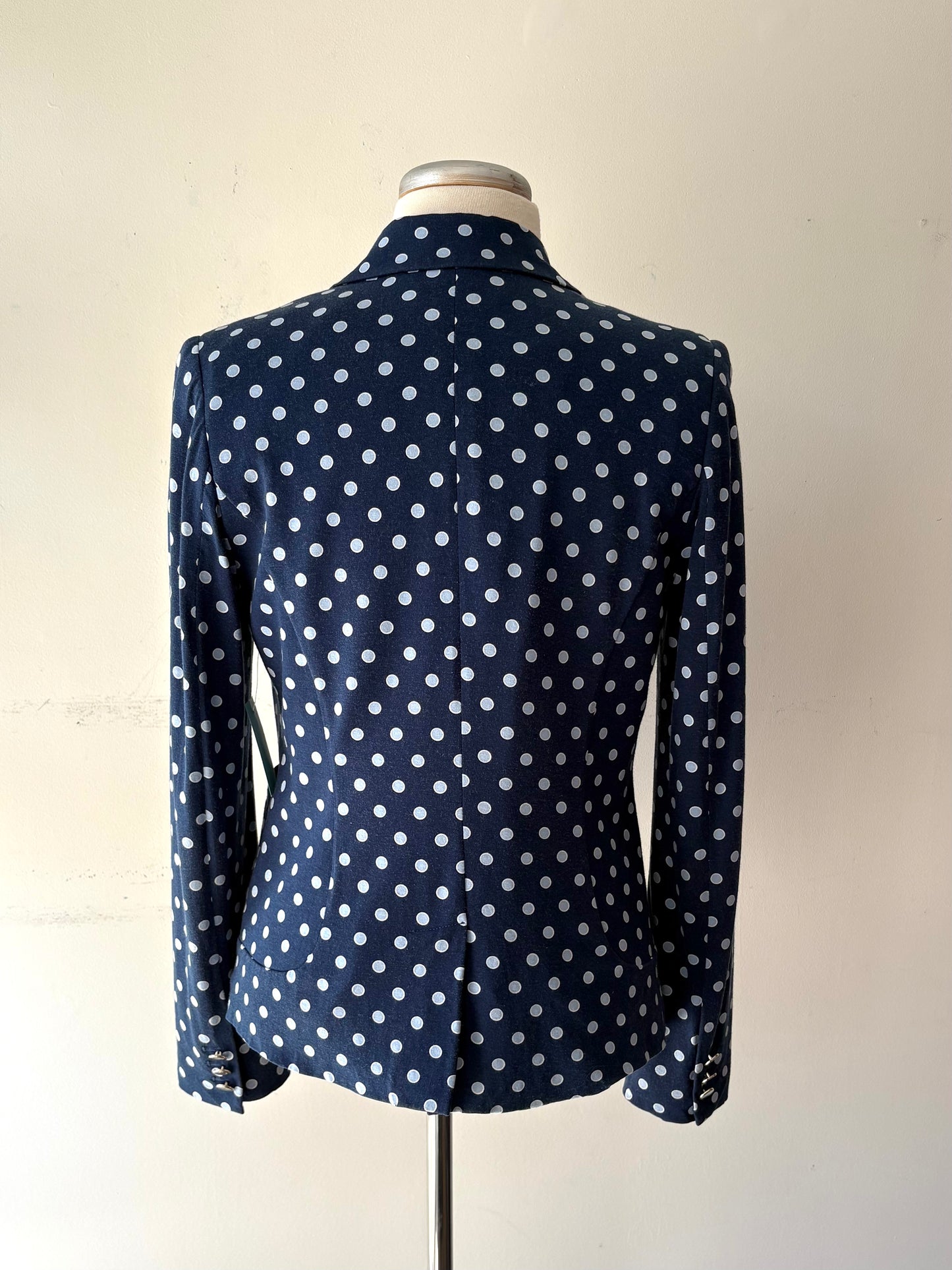 Veston marine, pois bleu pâle, un bouton, poche | LCLEB-57 (11 ans)