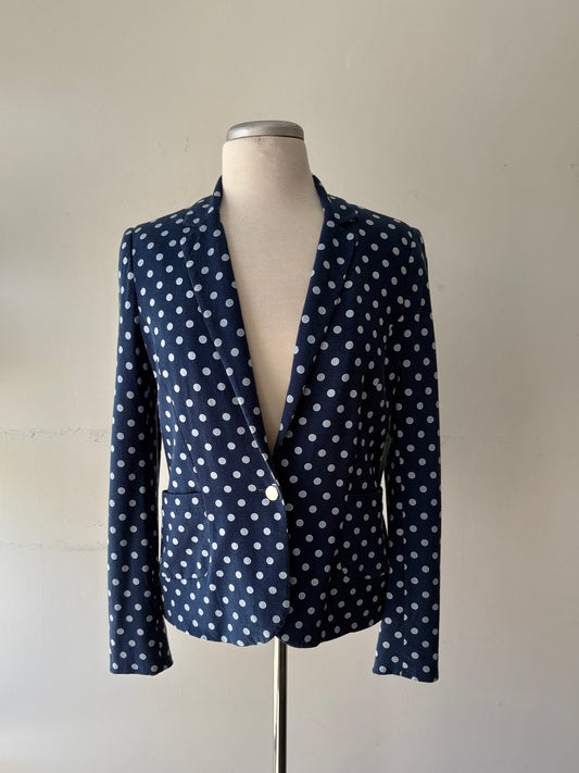 Veston marine, pois bleu pâle, un bouton, poche | LCLEB-57 (11 ans)