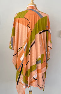 Kimono Mi-Long Saumon Géométrique (Pinkmuchacha)