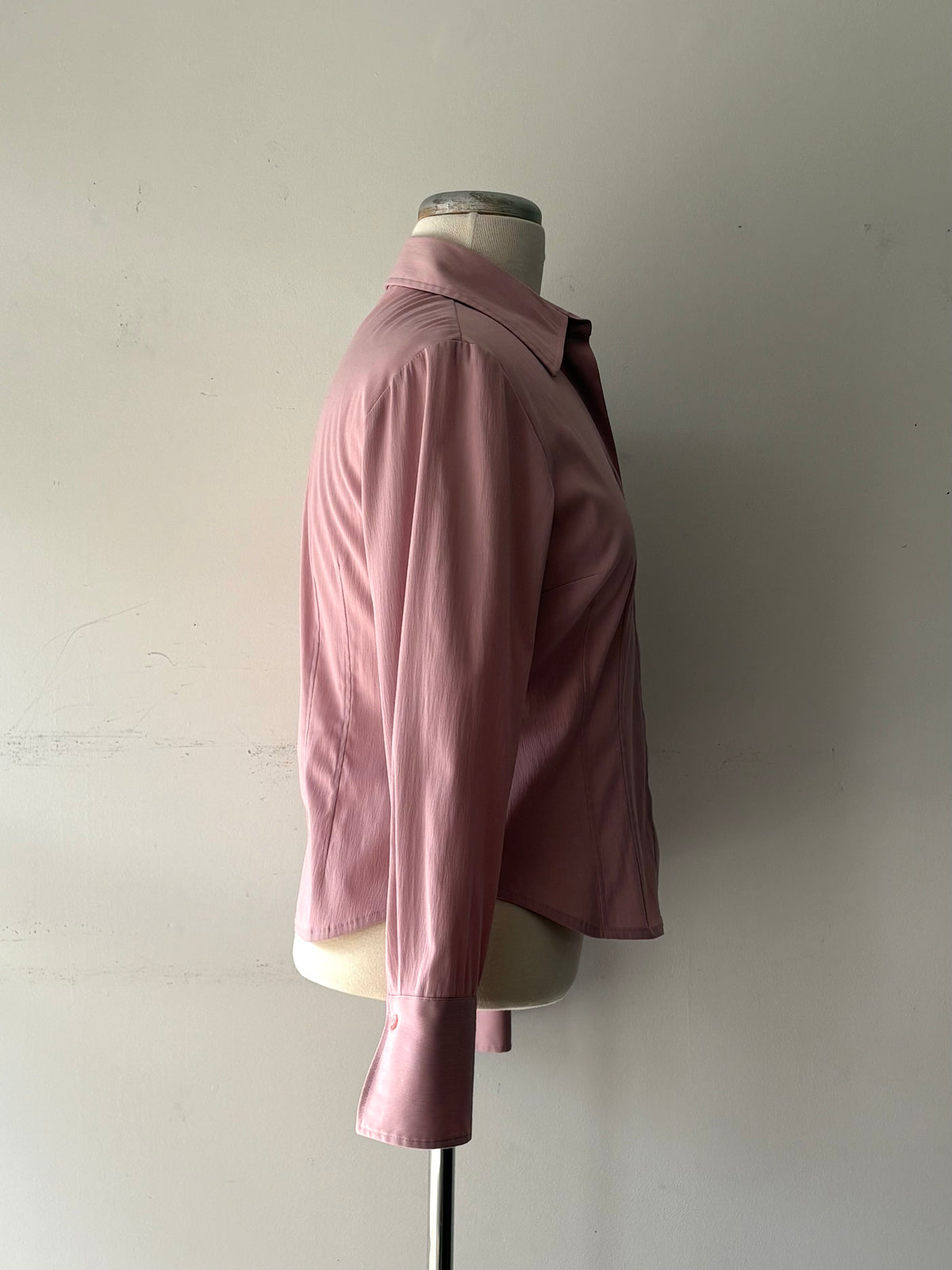 Chemisier ajusté rose, manche longue | PINK-552 (M petite)