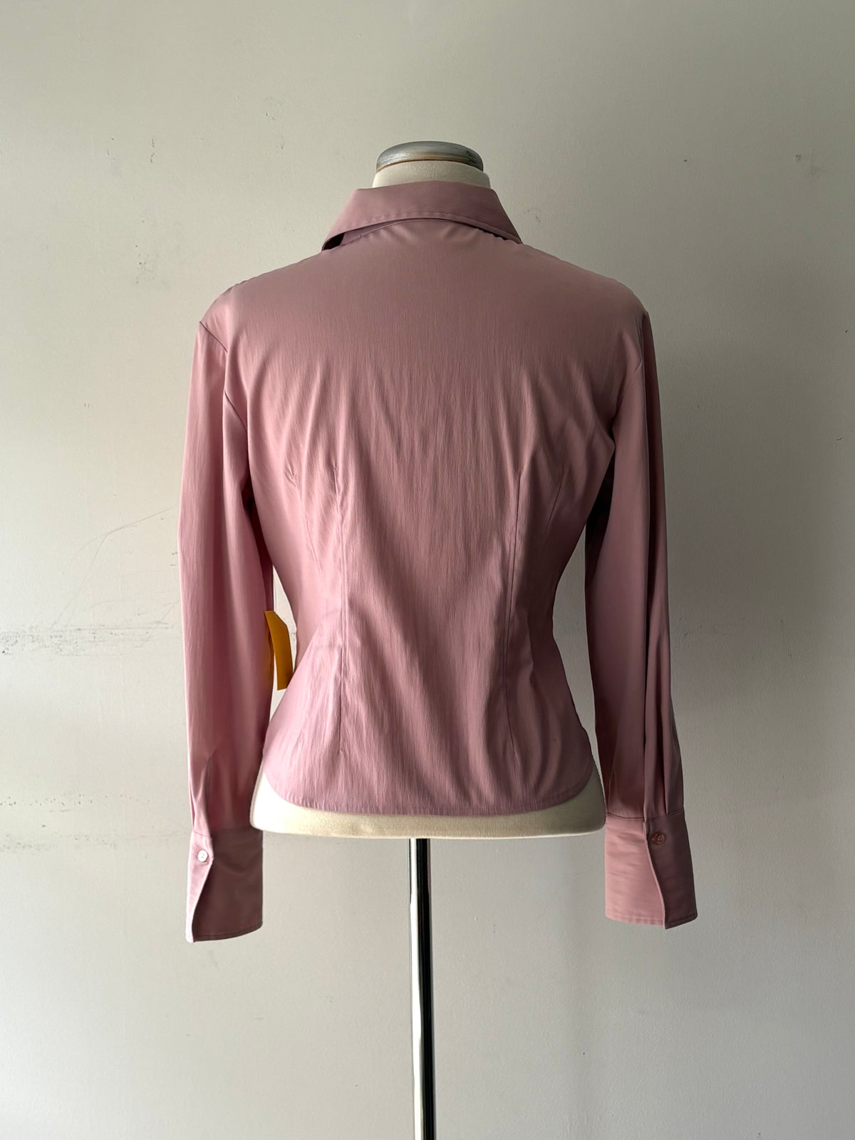 Chemisier ajusté rose, manche longue | PINK-552 (M petite)