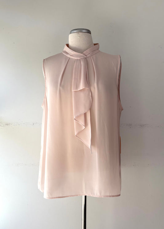 Haut beige rose, pas manche, col montant | PINK-598 (XL)